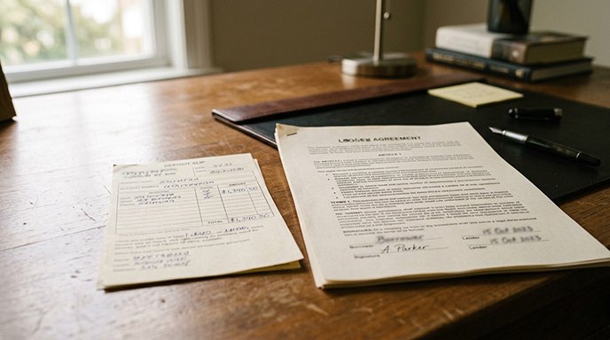 Two contrasting paper documents side by side on a desk