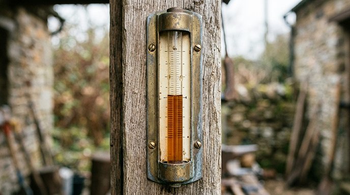 A glass gauge meter with the fill level roughly at the midpoint