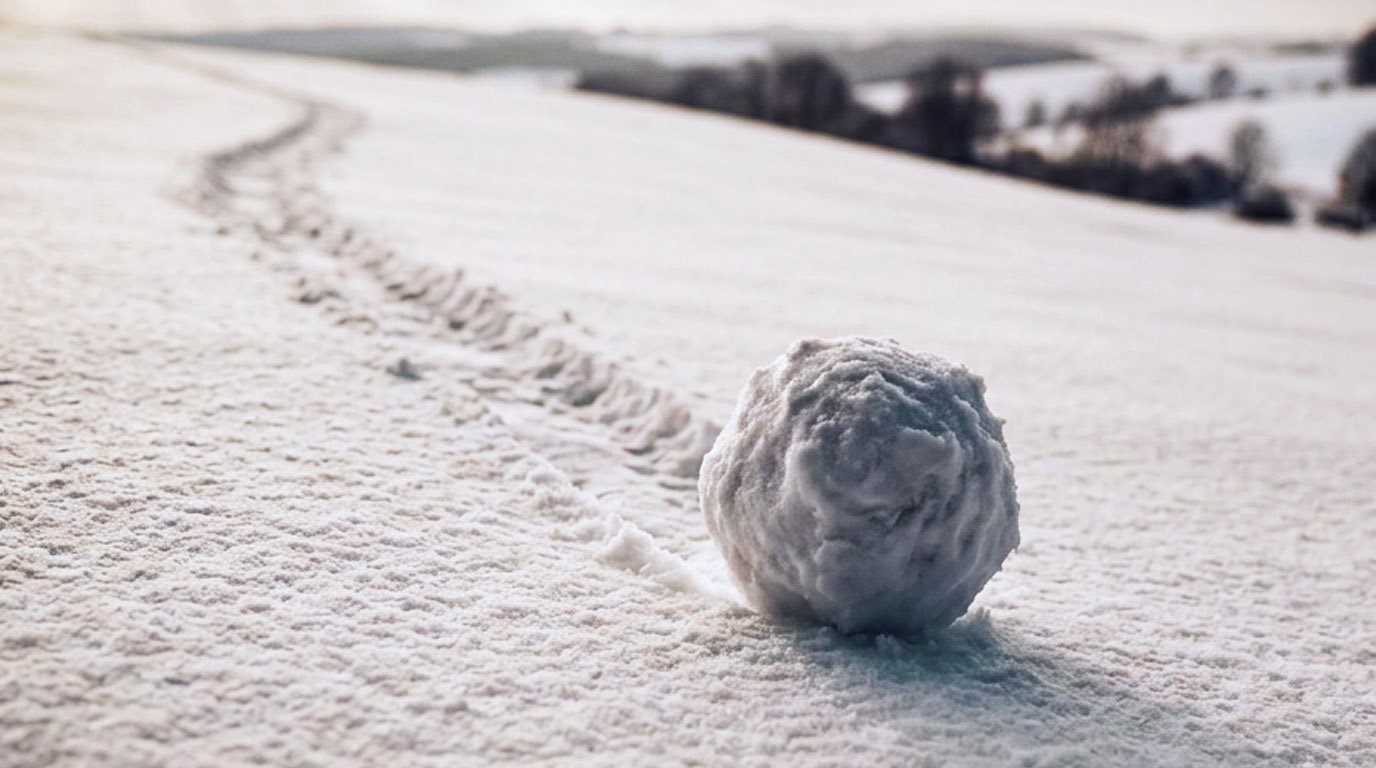 A small snowball rolling down a snowy hill, illustrating the debt snowball vs avalanche payoff method