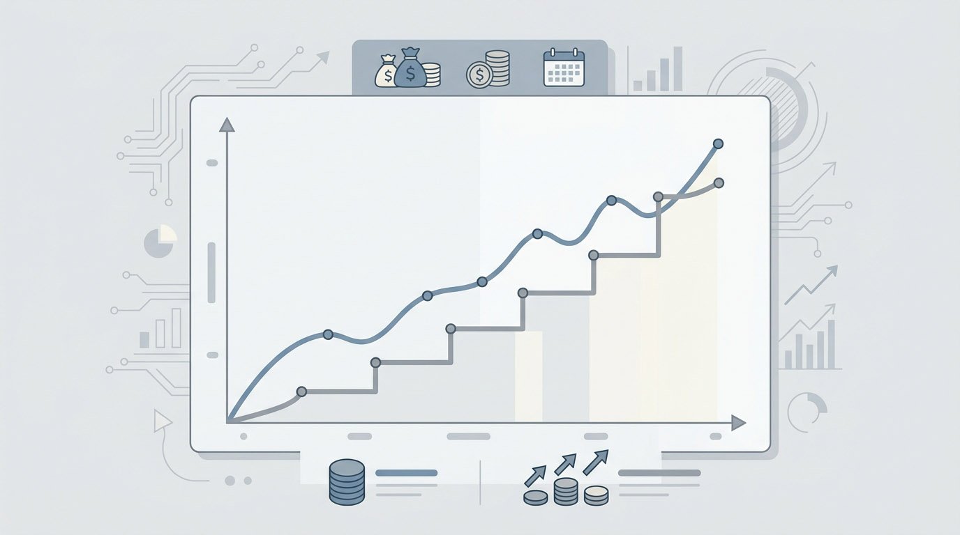 A performance comparison chart illustrating dollar-cost averaging vs lump sum investing outcomes