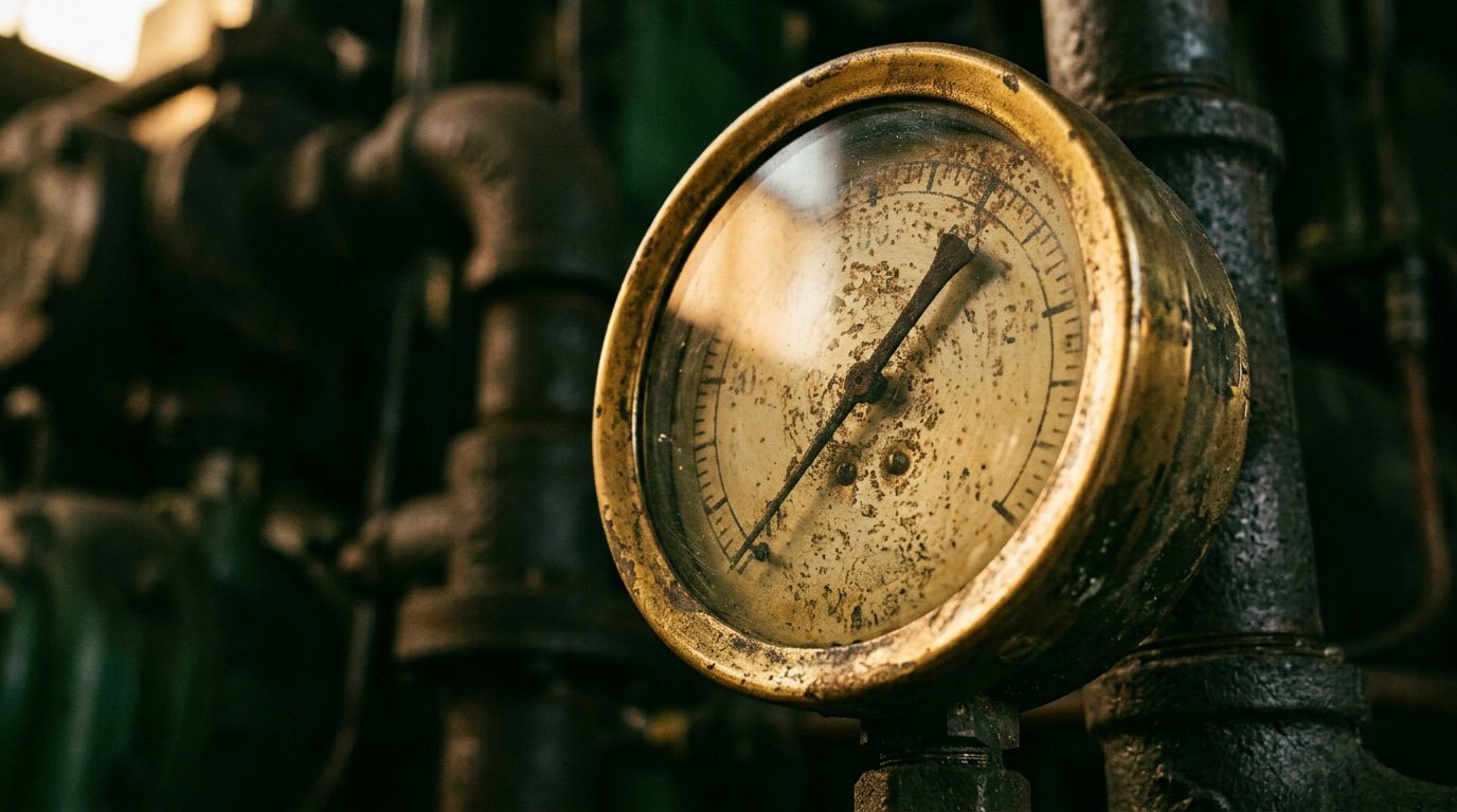An old mechanical pressure gauge, illustrating the risk in fixed vs variable rates