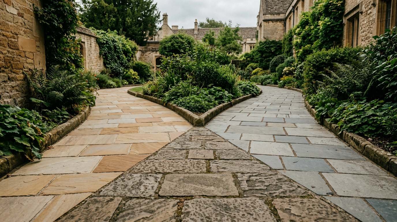 Two paths diverging in a paved courtyard, illustrating fixed vs variable rates