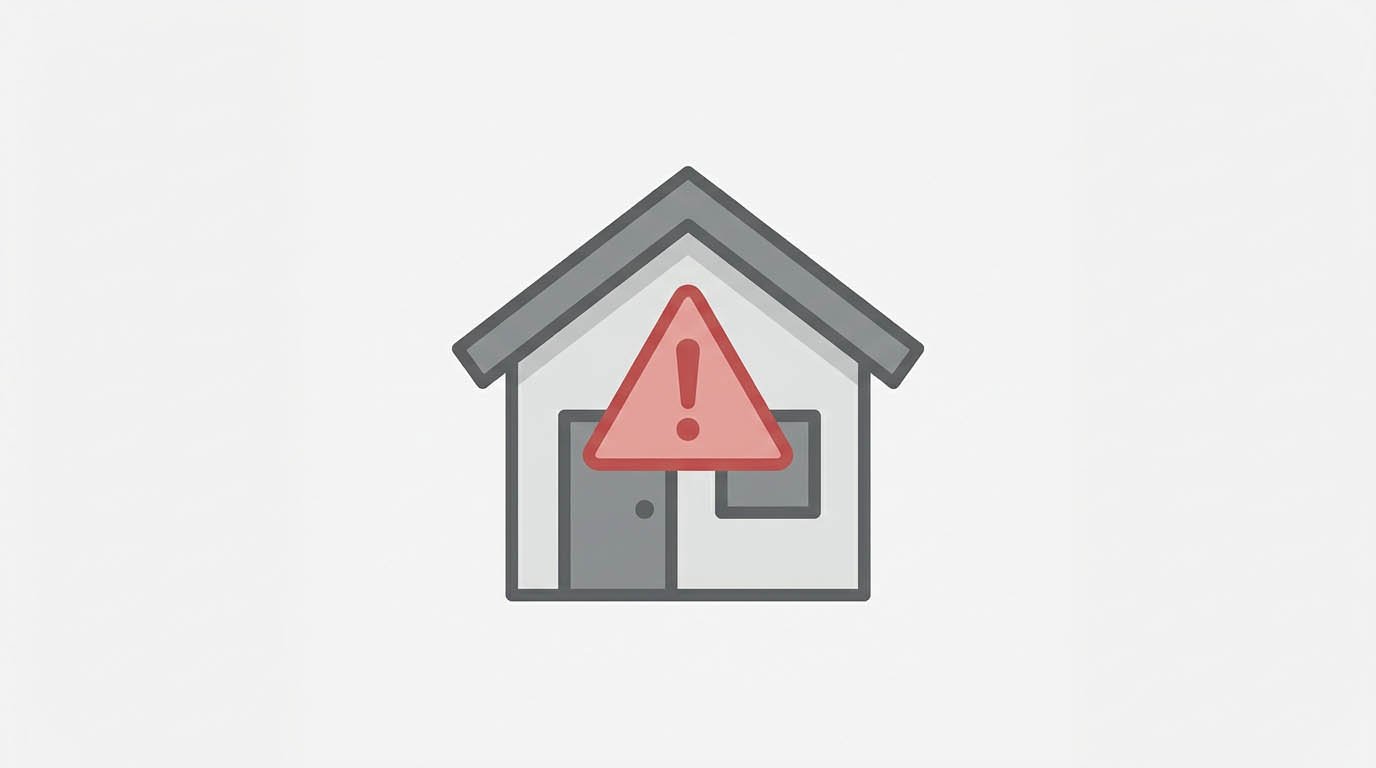 A house with a warning icon overlay, representing the shared foreclosure risk in a HELOC vs home equity loan