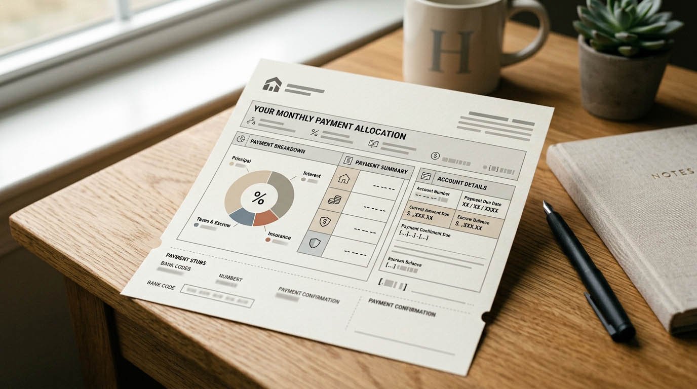 A mortgage payment breakdown showing principal and interest portions