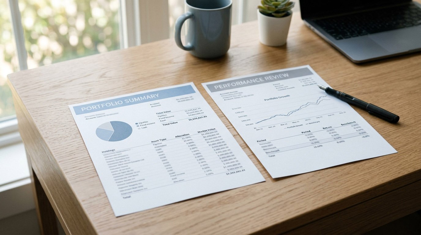 Two investment portfolio statements side by side