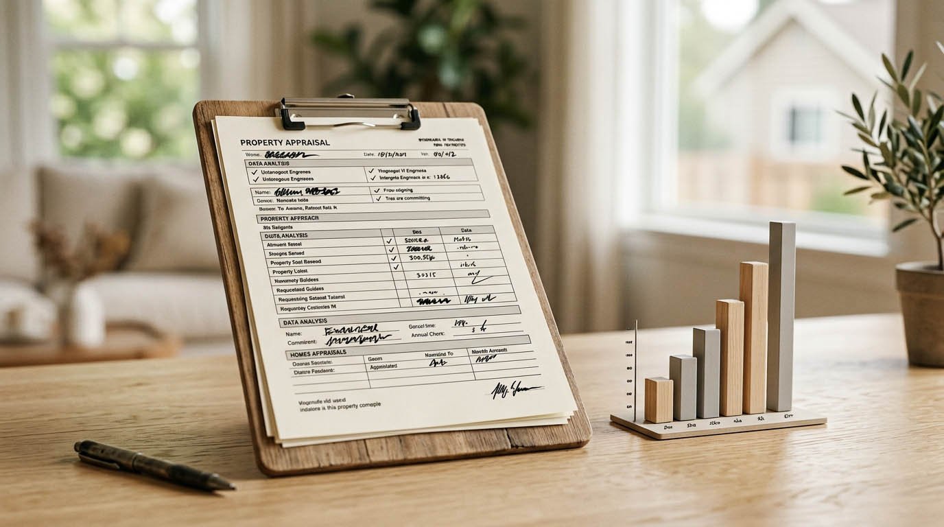 A home appraisal document with a rising value chart, relevant to removing private mortgage insurance faster