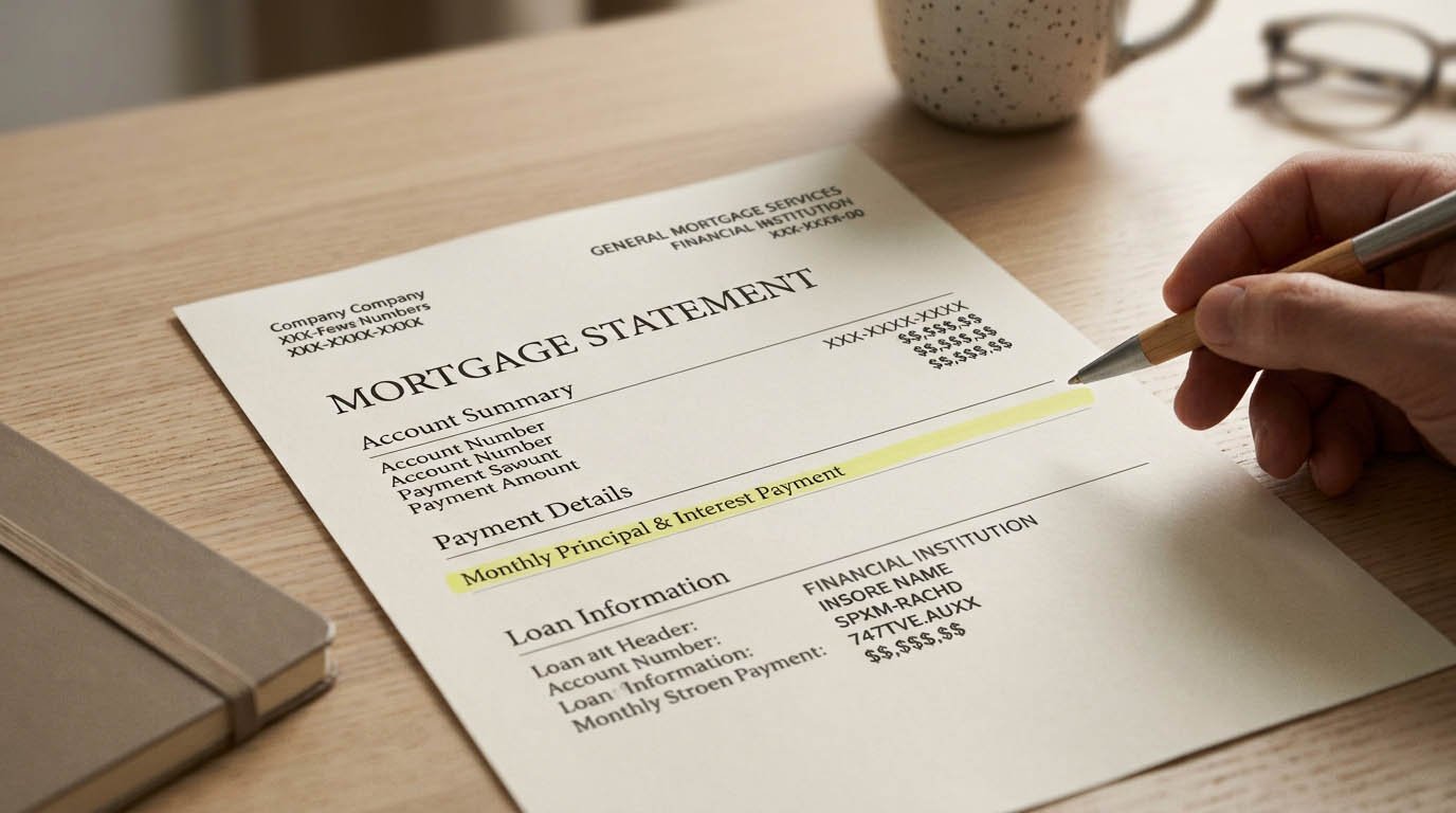 A monthly mortgage statement showing a private mortgage insurance line item