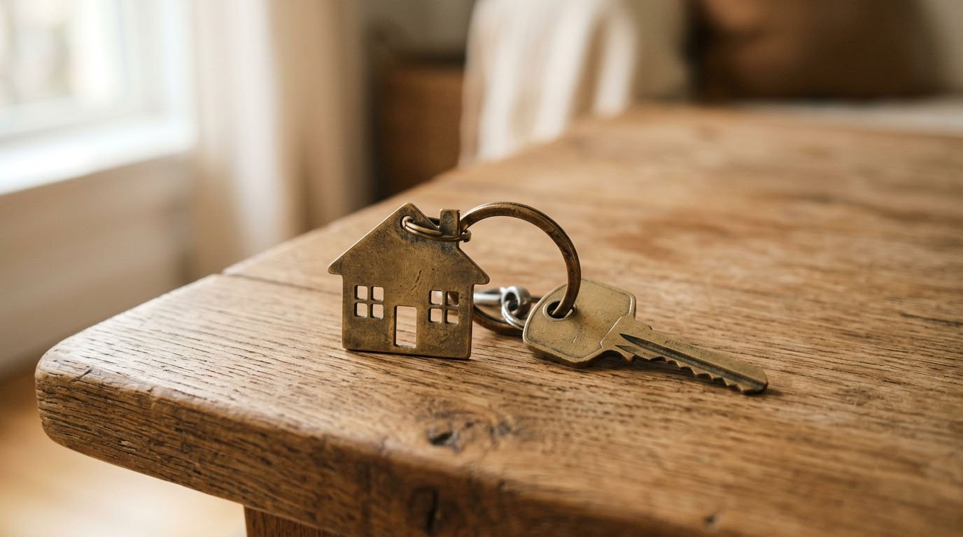 A house key and an apartment key side by side