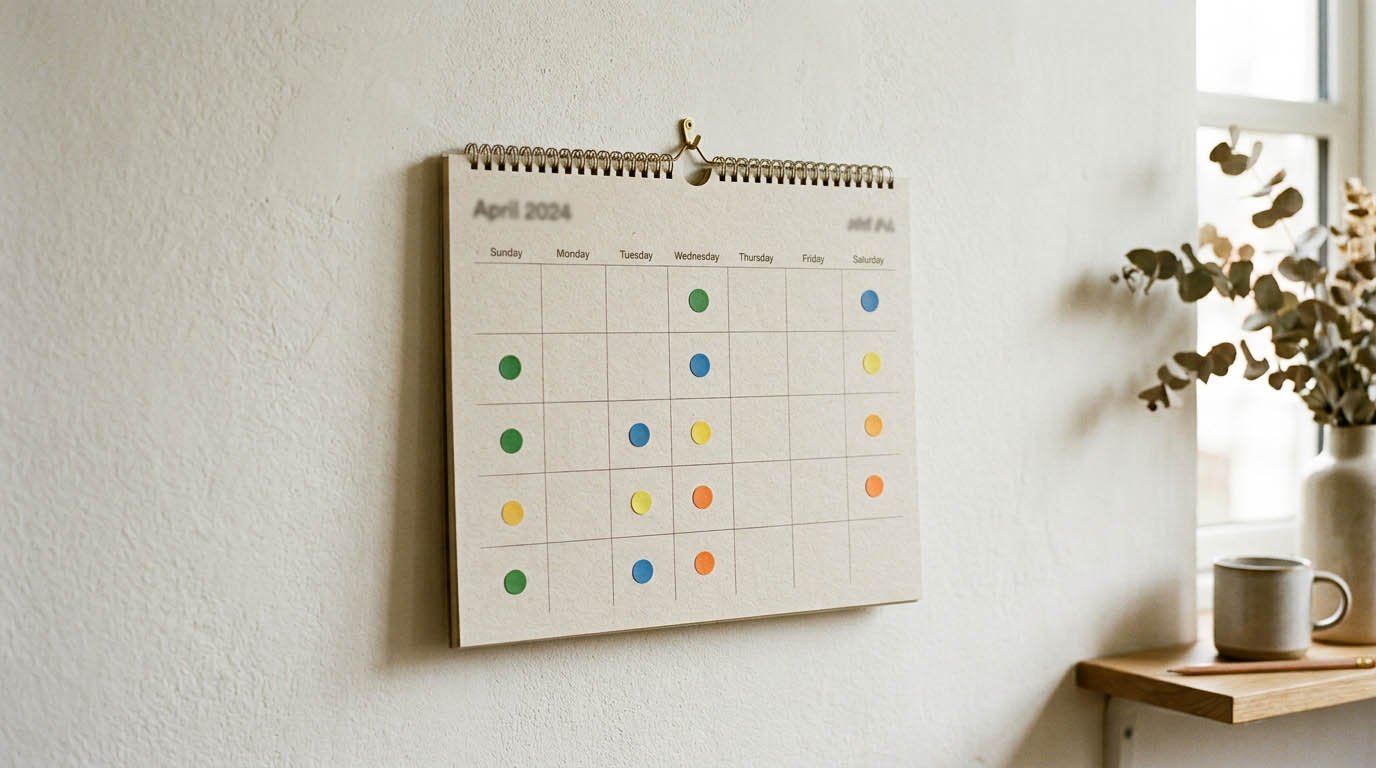 A monthly calendar with several savings deposit reminders, illustrating a sinking fund vs emergency fund contribution schedule