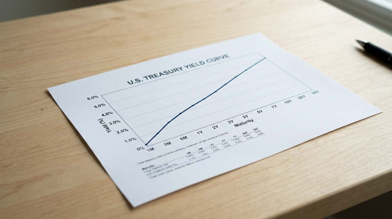 A yield curve chart showing yields rising across increasing maturity lengths