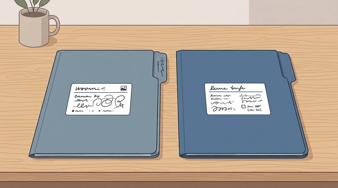 Two labeled documents comparing cosigner versus guarantor roles, related to what is a cosigner