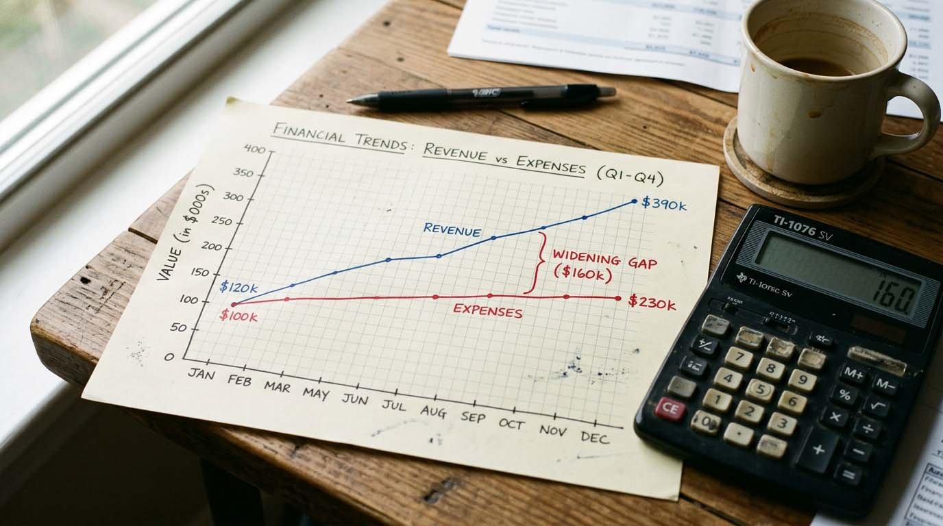 Two overlapping investment growth line charts showing a gap widening over time due to fees