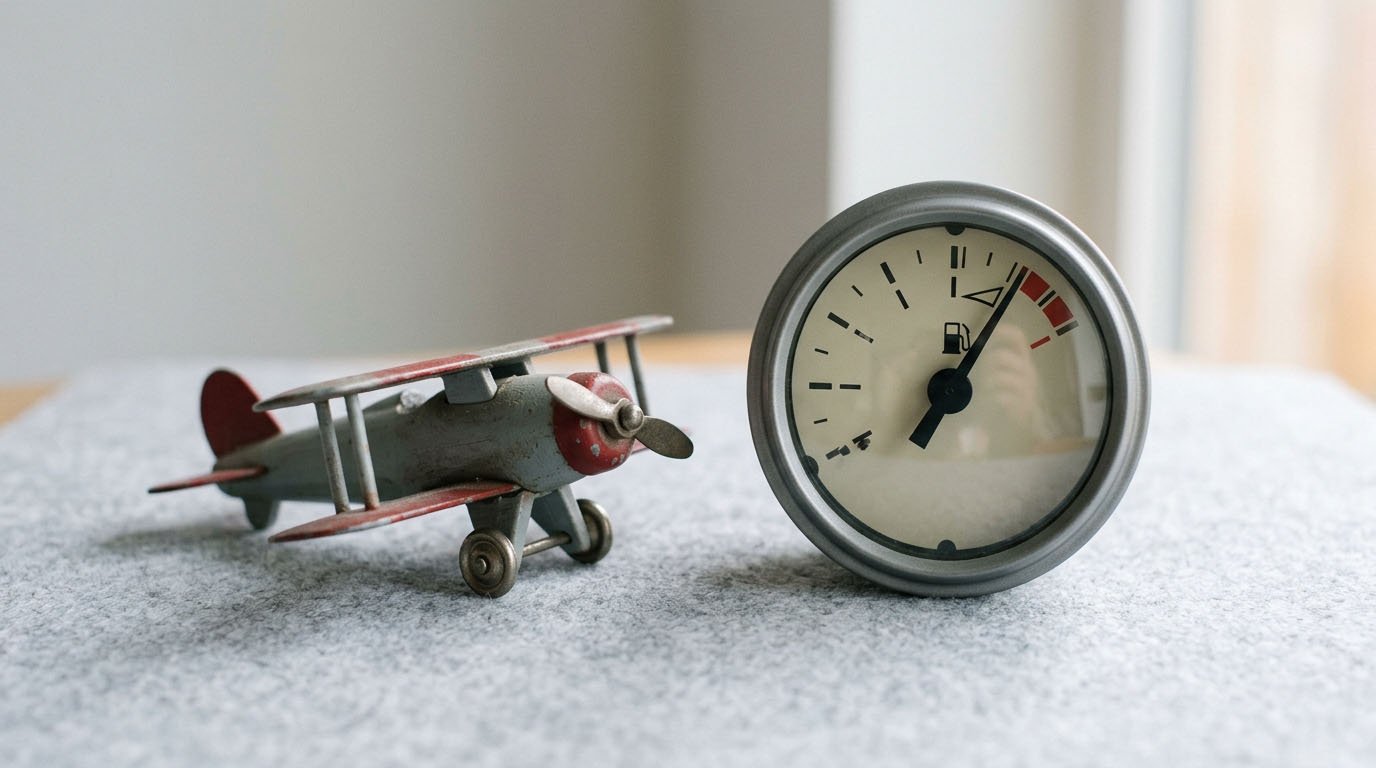 An airplane next to a fuel price gauge, illustrating an example of what is diversification protects against