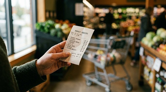 grocery receipt illustrating what is inflation and rising prices